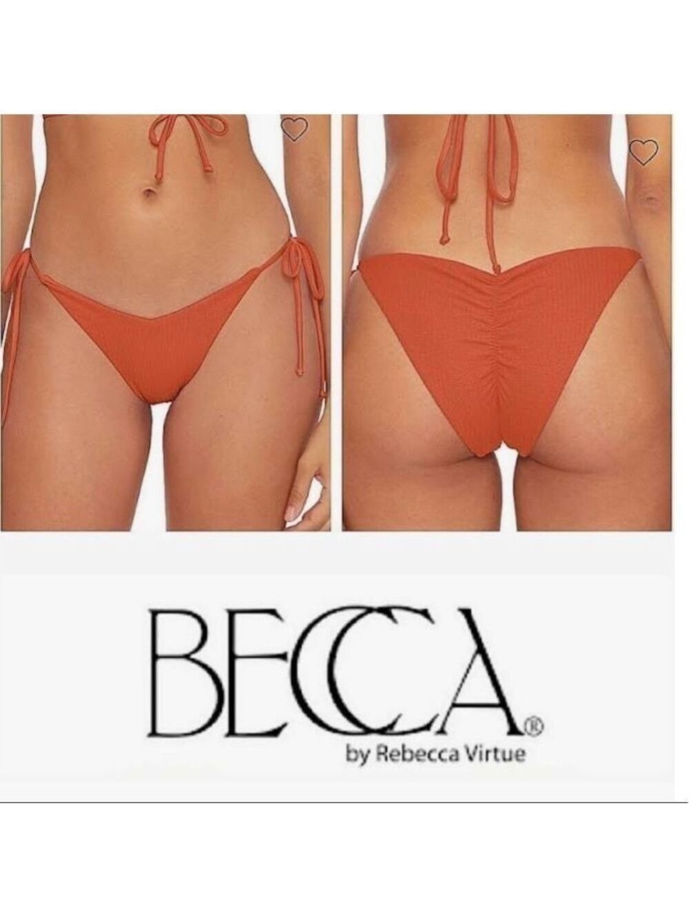 Women’s BECCA Beccaswim Pucker Up Tie Side Swim Bottom Swimwear Ginger M